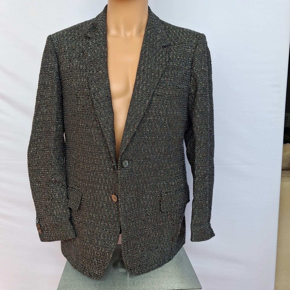 Tailor Craft Montreal Vintage Mens Tweed Blazer Grey Blue Textured Sport Coat